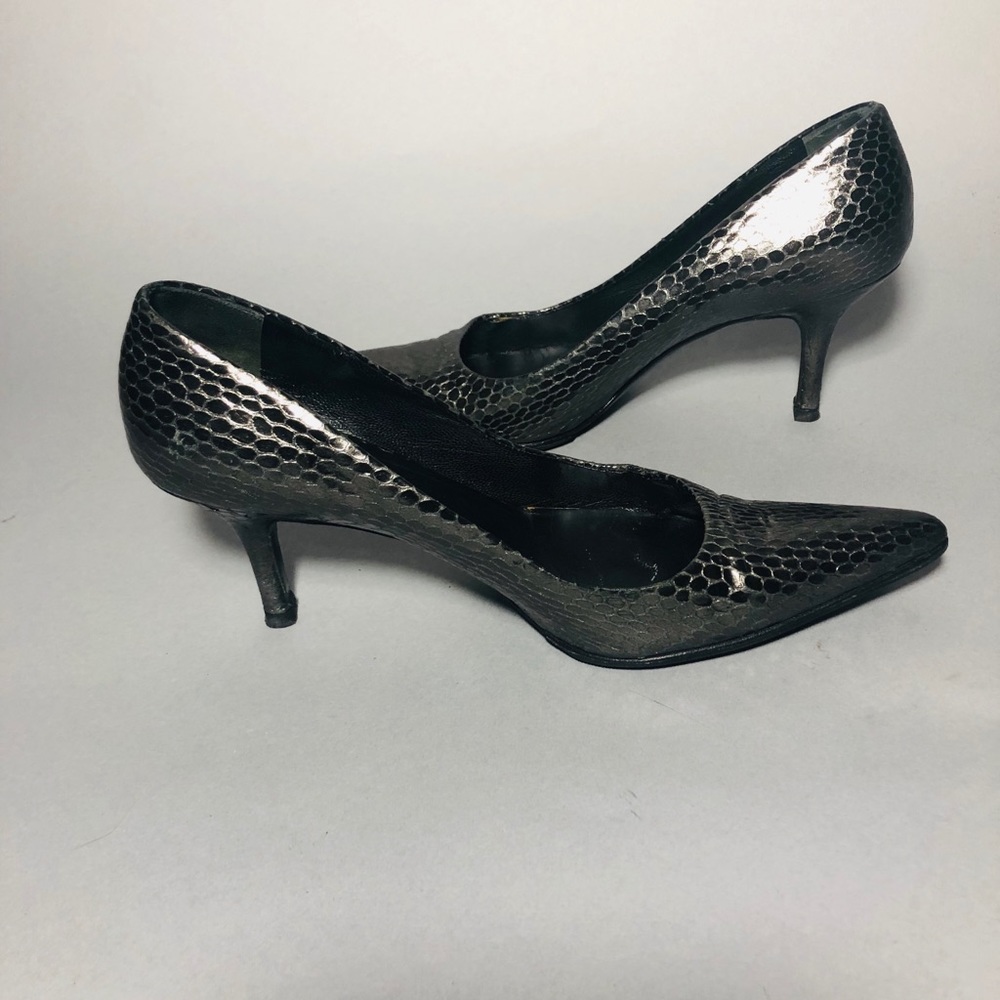 Authentic Helmet Lang Silver Snake Pointed Pumps - image 3